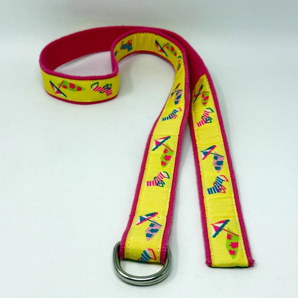 Womens‎ Canvas D-Ring Belt Set 3pc Olive Green Pink Striped Beach Heart 41-44in